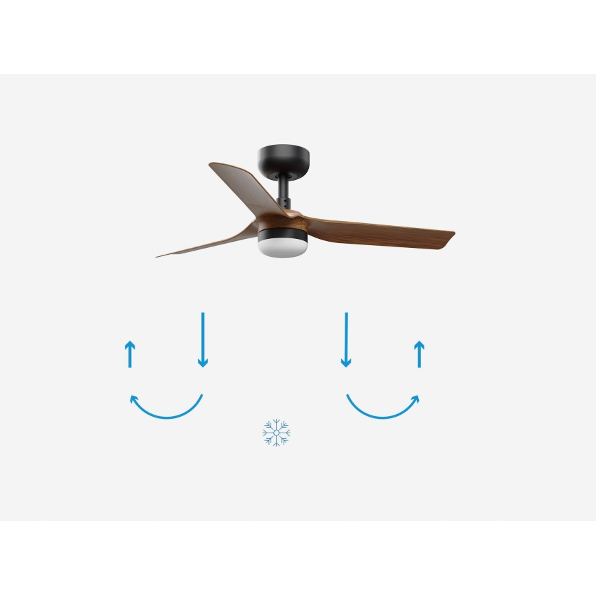 FARO 33823-1TW - Dimmbarer LED-Deckenventilator MINI PUNT S LED/10W 2700/4000/6000K braun/schwarz d 90 cm + Fernbedienung