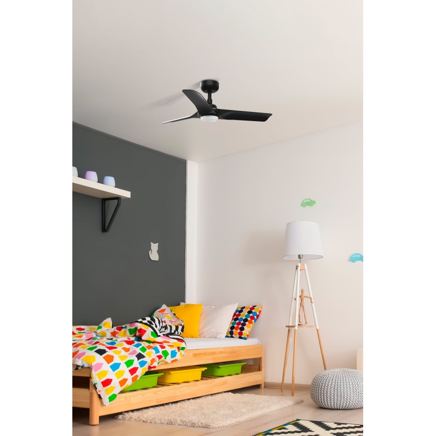 FARO 33825-1TW - Dimmbarer LED-Deckenventilator HEY S LED/10W/230V 2700/3000/4000K schwarz Ø 90 cm + Fernbedienung