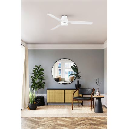 FARO 33828WT1S - LED-dimmbarer Deckenventilator PUNT TUB M LED/18W/230V 2700/3000/4000K Ø 132 cm weiß Wi-Fi Tuya + Fernbedienung