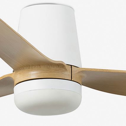 FARO 33829-1TW - Dimmbarer LED-Deckenventilator PUNT TUB M LED/18W/230V 3000/4200/6500K d 130 cm weiß/brown+ Fernbedienung