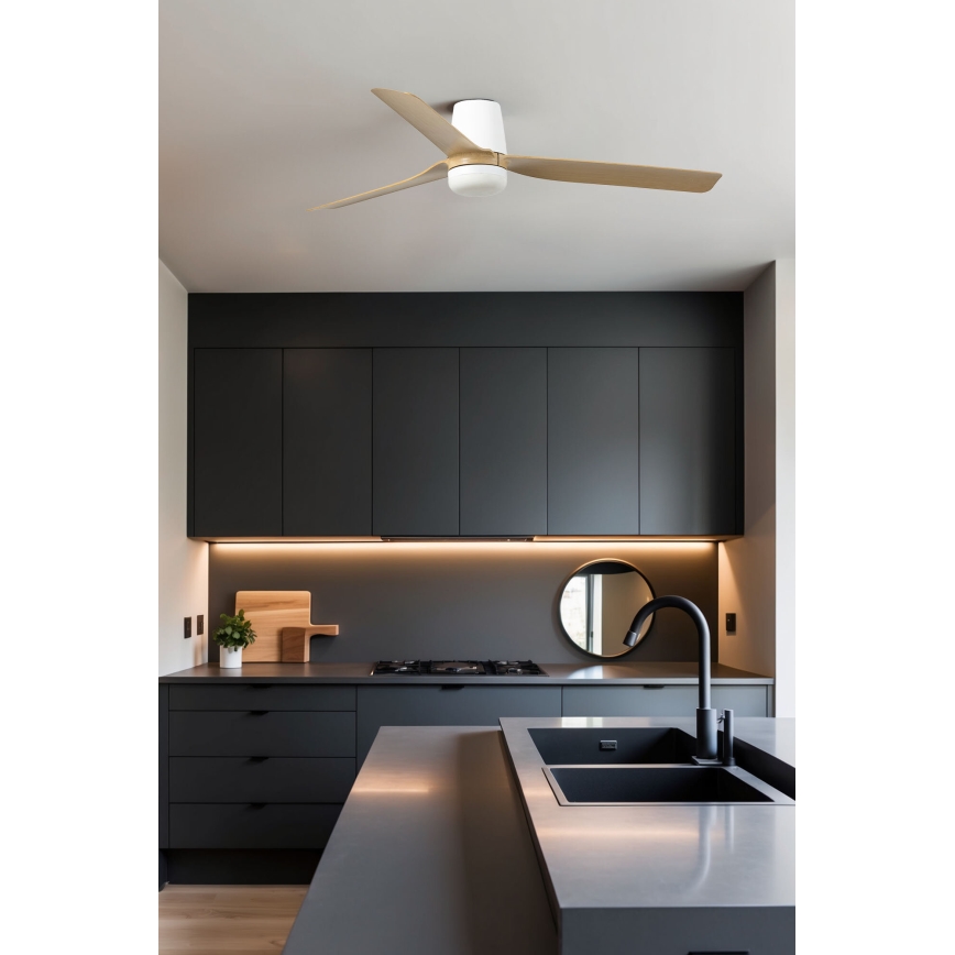 FARO 33829-1TW - LED-dimmbarer Deckenventilator PUNT TUB M LED/18W/230V 2700/3000/4000K Ø 130 cm weiß/braun + Fernbedienung