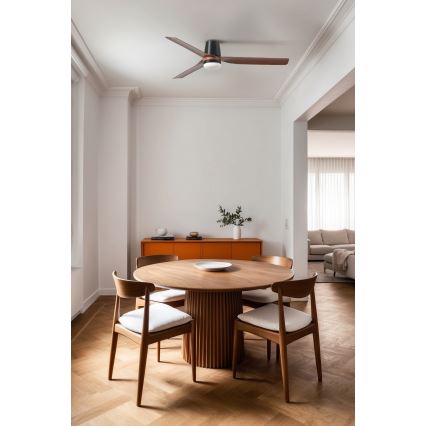 FARO 33831WT1S - Dimmbarer LED-Deckenventilator PUNT TUB M LED/18W/230V 2700/3000/4000K Ø132 cm braun/schwarz Wi-Fi Tuya + Fernbedienung