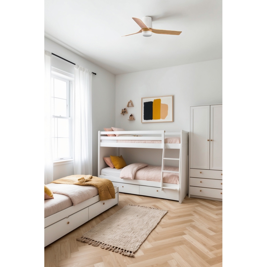 FARO 33833-1TW - Dimmbarer LED-Deckenventilator MINI PUNT TUB S LED/10W/230V 2700/4000/6000K d 90 cm braun/weiß + Fernbedienung