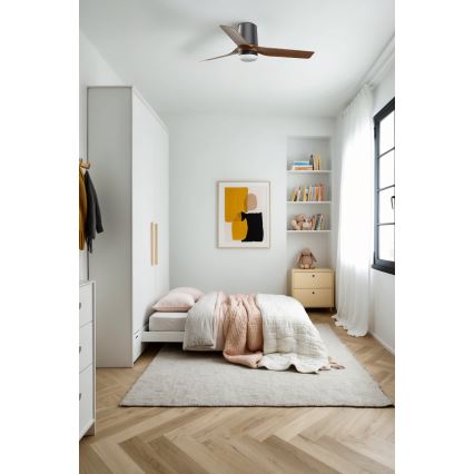 FARO 33835-1TW - LED-dimmbarer Deckenventilator MINI PUNT TUB mit LED, 10 W, 230 V, 2700/3000/4000 K, Ø 90 cm, braun/schwarz + Fernbedienung