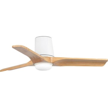 FARO 33836-1TW - Dimmbarer LED-Deckenventilator HEYWOOD TUB S LED/10W/230V 2700/3000/4000K Kiefer/weiß Ø 90 cm + Fernbedienung