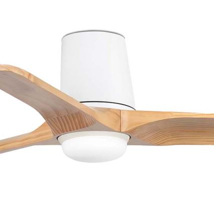 FARO 33836WT-1TW - LED-dimmbarer Deckenventilator HEYWOOD TUB S LED/10W/230V 2700/3000/4000K Kiefer/weiß Ø 90 cm Wi-Fi Tuya + Fernbedienung