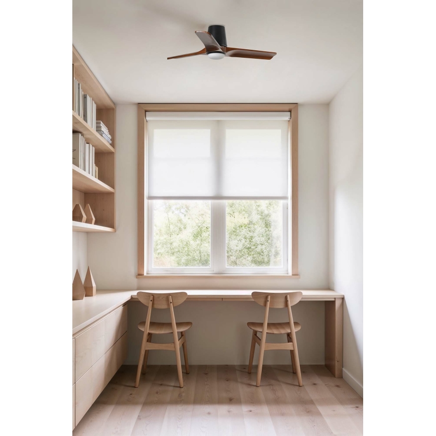FARO 33837-1TW - LED-dimmbarer Deckenventilator HEYWOOD TUB S mit LED/10W/230V, 2700/3000/4000K, Kiefer/Schwarz, Ø 90 cm + Fernbedienung