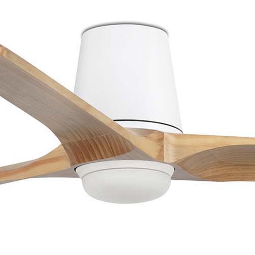 FARO 33838WT-1TW - Dimmbarer LED-Deckenventilator HEYWOOD TUB L LED/10W/230V 2700/4000/6000K Kiefer/weiß d 132 cm Wi-Fi Tuya + Fernbedienung