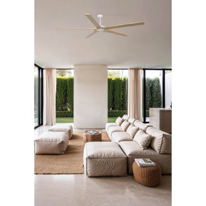 FARO 34191WT - Deckenventilator BIGWOOD XL Kiefer/weiß d 200 cm Wi-Fi Tuya + Fernbedienung