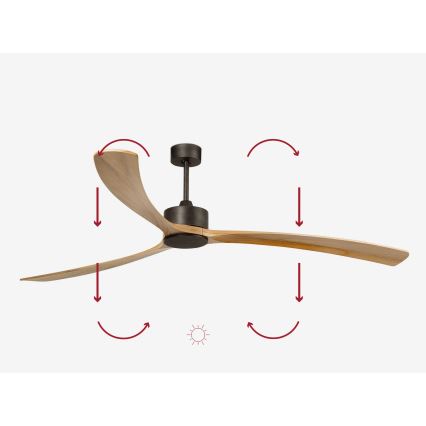 FARO 34200WPA - Deckenventilator KAUAI XXL Holz/Schwarz Ø 240 cm SMART + Fernbedienung