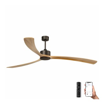 FARO 34200WPA - Deckenventilator KAUAI XXL Holz/Schwarz Ø 240 cm SMART + Fernbedienung