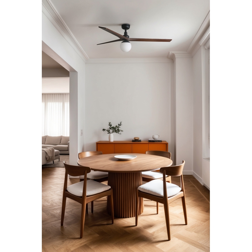 FARO 34276-11L - Deckenventilator KLIM L 1xE27/15W/230V Holz/schwarz d 150 cm + Fernbedienung