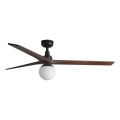 FARO 34276WT-11L - Deckenventilator KLIM L 1xE27/15W/230V Nussbaum/Schwarz Ø 150 cm Wi-Fi Tuya + Fernbedienung