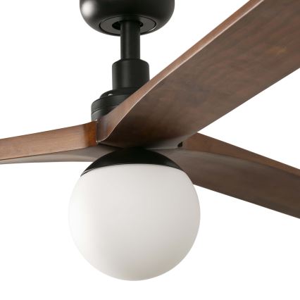 FARO 34276WT-11L - Deckenventilator KLIM L 1xE27/15W/230V Walnuss/schwarz d 150 cm Wi-Fi Tuya + Fernbedienung