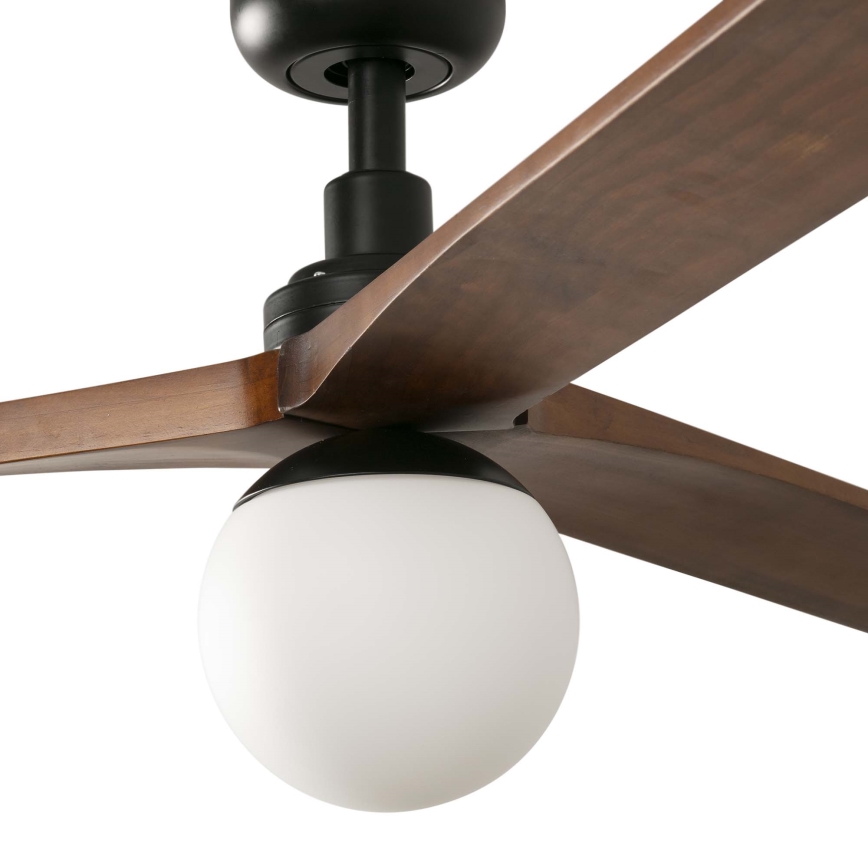 FARO 34276WT-11L - Deckenventilator KLIM L 1xE27/15W/230V Walnuss/schwarz d 150 cm Wi-Fi Tuya + Fernbedienung