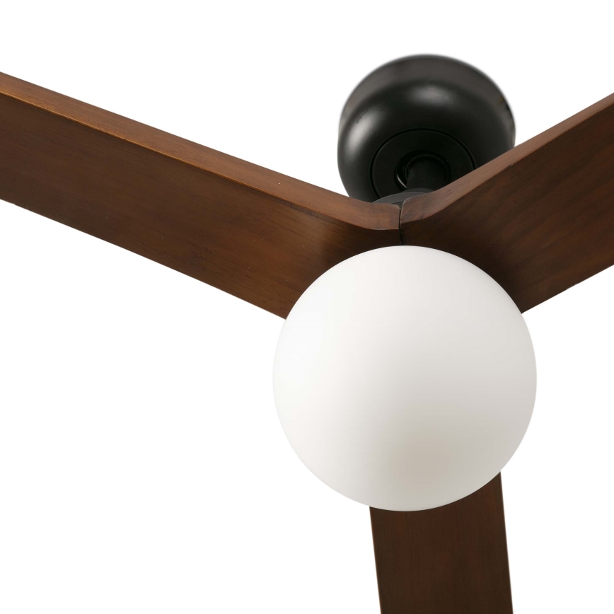 FARO 34276WT-11L - Deckenventilator KLIM L 1xE27/15W/230V Walnuss/schwarz d 150 cm Wi-Fi Tuya + Fernbedienung