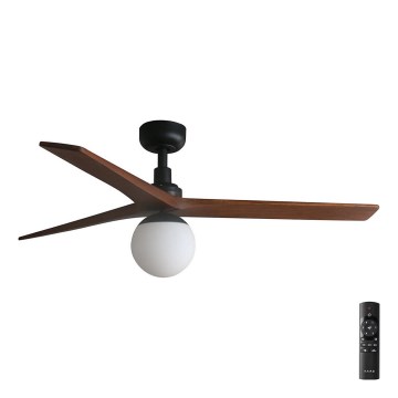 FARO 34277-11L - Deckenventilator KLIM M 1xE27/15W/230V Holz/schwarz d 125 cm + Fernbedienung
