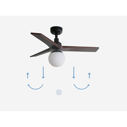 FARO 34278-11L - Deckenventilator KLIM S 1xE27/15W/230V Holz/schwarz d 92,5 cm + Fernbedienung