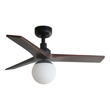 FARO 34278WT-11L - Deckenventilator KLIM S 1xE27/15W/230V Holz/schwarz d 92,5 cm Wi-Fi Tuya + Fernbedienung