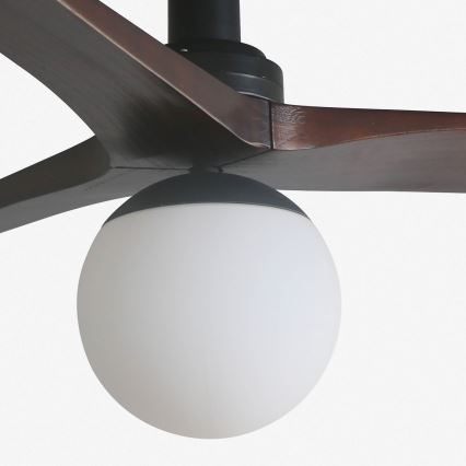 FARO 34278WT-11L - Deckenventilator KLIM S 1xE27/15W/230V Walnuss/schwarz d 92,5 cm Wi-Fi Tuya + Fernbedienung