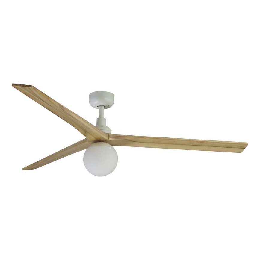 FARO 34279WT-11L - Deckenventilator KLIM L 1xE27/15W/230V Holz/weiß d 150 cm Wi-Fi Tuya + Fernbedienung