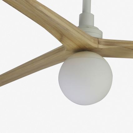 FARO 34279WT-11L - Deckenventilator KLIM L 1xE27/15W/230V Holz/weiß d 150 cm Wi-Fi Tuya + Fernbedienung