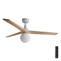 FARO 34280-11L - Deckenventilator KLIM M 1xE27/15W/230V Holz/weiß d 125 cm + Fernbedienung