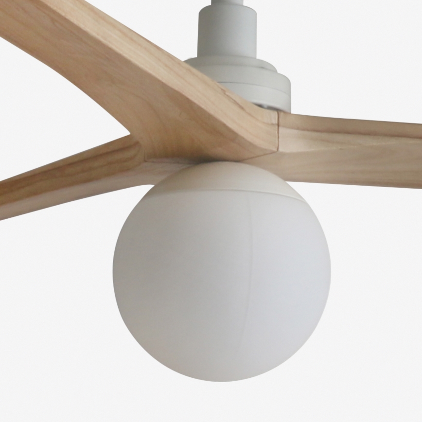 FARO 34280WT-11L - Deckenventilator KLIM M 1xE27/15W/230V Holz/weiß d 125 cm Wi-Fi Tuya + Fernbedienung