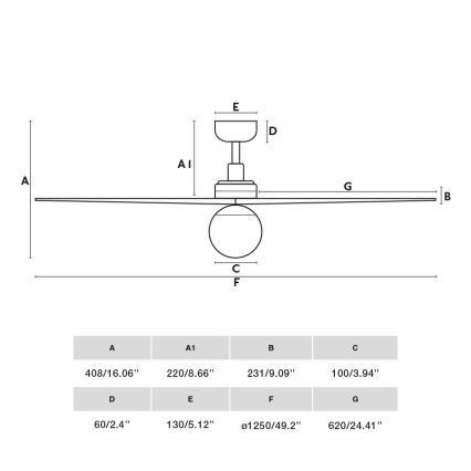 FARO 34280WT-11L - Deckenventilator KLIM M 1xE27/15W/230V Holz/weiß d 125 cm Wi-Fi Tuya + Fernbedienung