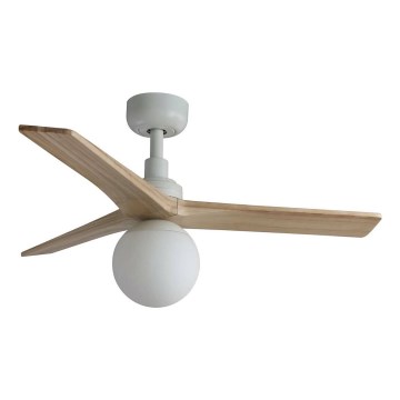 FARO 34281WT-11L - Deckenventilator KLIM S 1xE27/15W/230V Kiefer/Weiß Ø 92,5 cm Wi-Fi Tuya + Fernbedienung