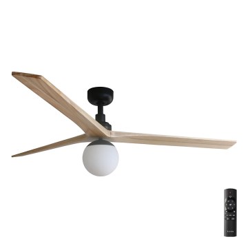 FARO 34282-11L - Deckenventilator KLIM L 1xE27/15W/230V Holz/schwarz d 150 cm + Fernbedienung