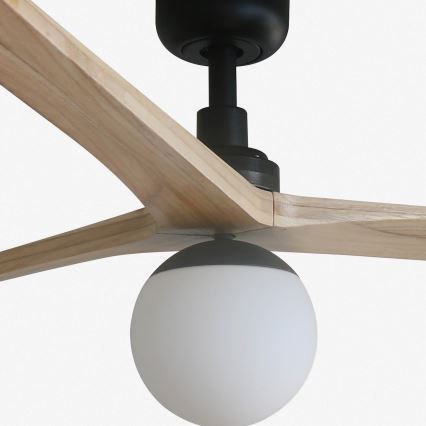 FARO 34282WT-11L - Deckenventilator KLIM L 1xE27/15W/230V Holz/schwarz d 150 cm Wi-Fi Tuya + Fernbedienung