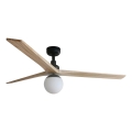 FARO 34282WT-11L - Deckenventilator KLIM L 1xE27/15W/230V Kiefer/Schwarz Ø 150 cm Wi-Fi Tuya + Fernbedienung