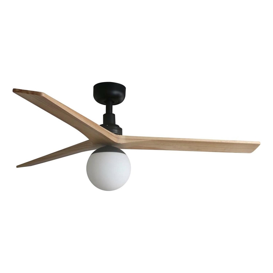 FARO 34283WT-11L - Deckenventilator KLIM M 1xE27/15W/230V Kiefer/schwarz d 125 cm Wi-Fi Tuya + Fernbedienung