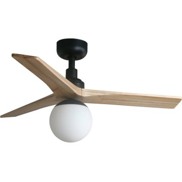 FARO 34284WT-11L - Deckenventilator KLIM S 1xE27/15W/230V Kiefer/Schwarz Ø 92,5 cm Wi-Fi Tuya + Fernbedienung