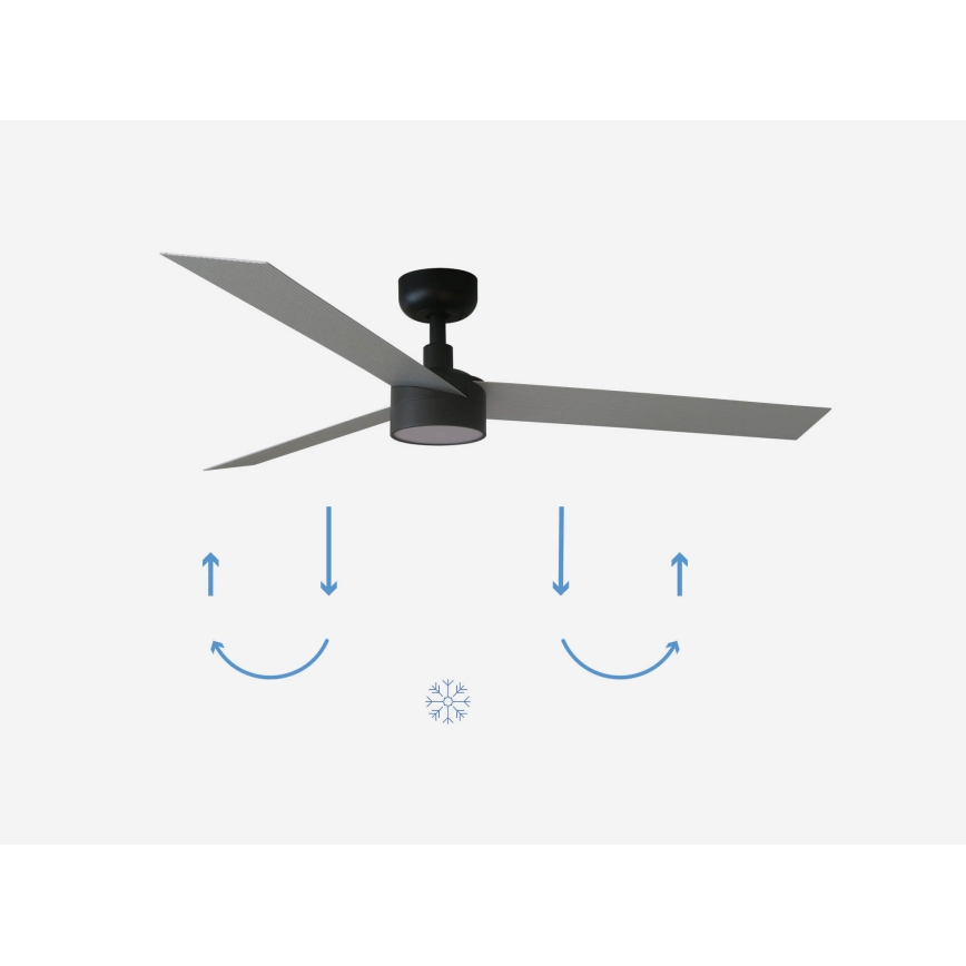 FARO 34286-1TW - Dimmbarer LED-Deckenventilator CRUISER L LED/18W/230V 2700/4000/6500K d 132 cm schwarz/grau + Fernbedienung