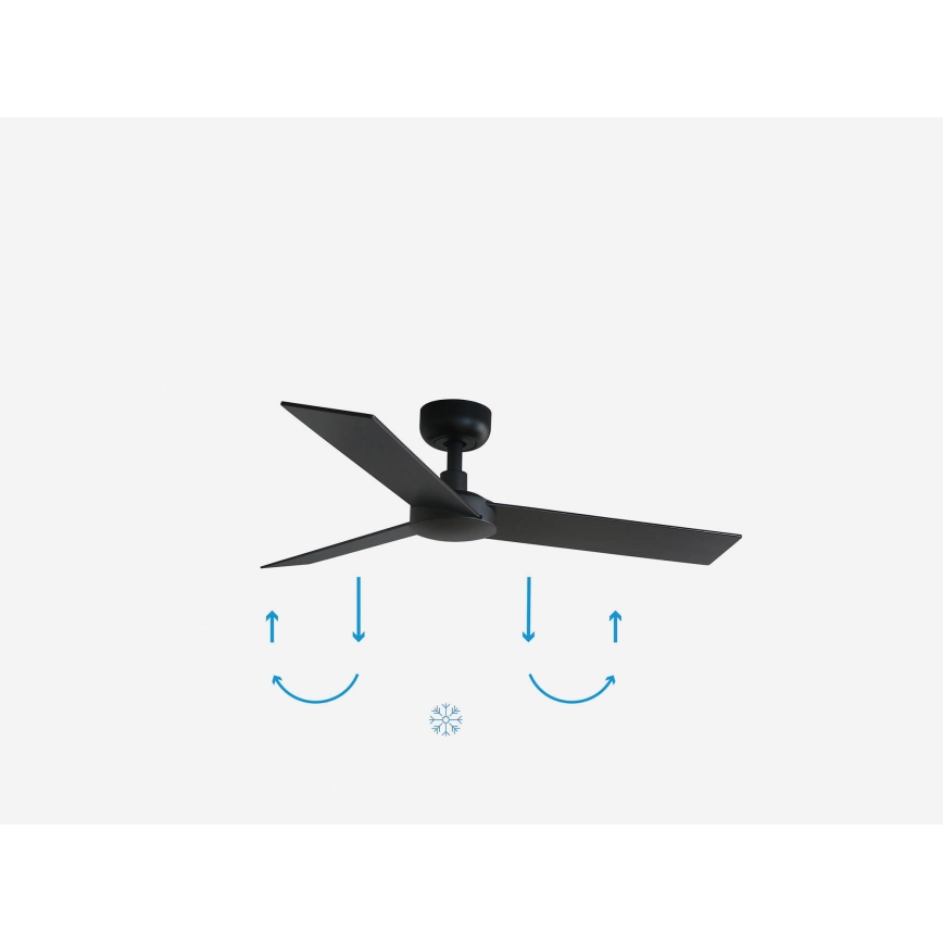 FARO 34296WP - Deckenventilator RUDDER S schwarz d 106 cm SMART + Fernbedienung