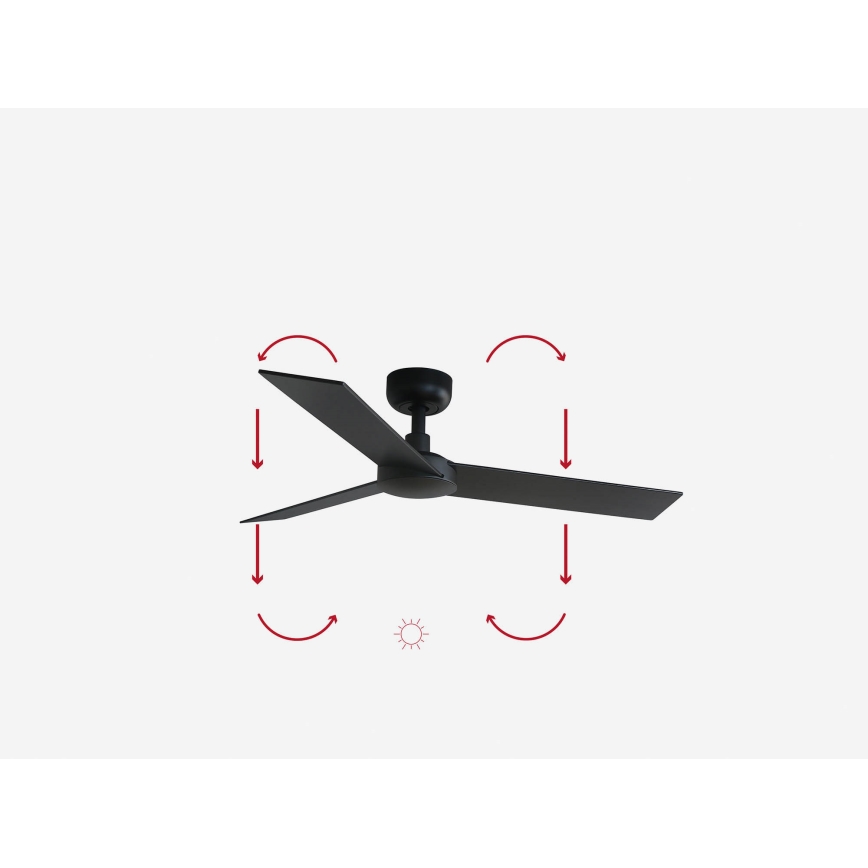 FARO 34296WP - Deckenventilator RUDDER S schwarz d 106 cm SMART + Fernbedienung