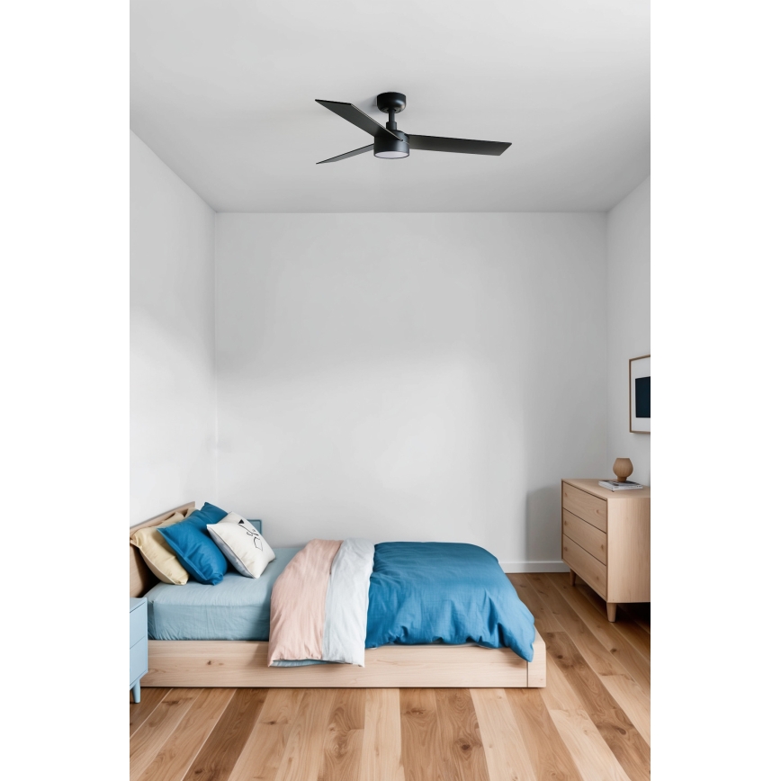 FARO 34296WT1S - LED-dimmbarer Deckenventilator RUDDER S LED/18W/230V 2700/3000/4000K Ø 106 cm braun/schwarz Tuya-WiFi + Fernbedienung