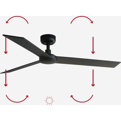 FARO 34298WP - Deckenventilator RUDDER L schwarz d 132 cm SMART + Fernbedienung