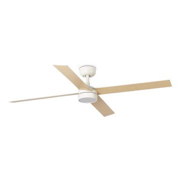 FARO 34355WT1S - Dimmbarer LED-Deckenventilator RUDDER L LED/18W/230V 2700/3000/4000K Ø 132 cm beige/weiß Wi-Fi Tuya + Fernbedienung