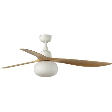 FARO 34361WT-11L - Deckenventilator OUTWOOD L 1xE27/15W/230V braun/weiß d 150 cm Wi-Fi Tuya IP44 + Fernbedienung