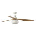 FARO 34361WT-11L - Deckenventilator OUTWOOD L 1xE27/15W/230V braun/weiß Ø 150 cm Wi-Fi Tuya IP44 + Fernbedienung