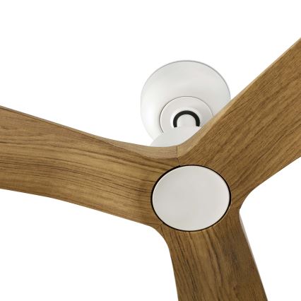 FARO 34361WT - Deckenventilator OUTWOOD L braun/weiß Ø 150 cm Wi-Fi Tuya IP44 + Fernbedienung
