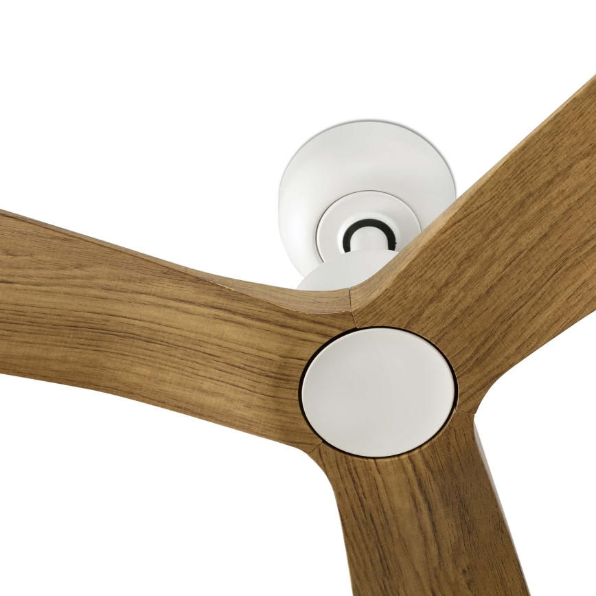 FARO 34361WT - Deckenventilator OUTWOOD L braun/weiß Ø 150 cm Wi-Fi Tuya IP44 + Fernbedienung