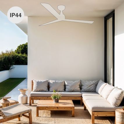 FARO 34370WT - Deckenventilator MARINE M Ø 125 cm braun/weiß IP44 Wi-Fi Tuya + Fernbedienung