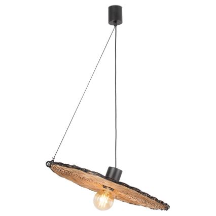 FARO 68590-70 - Hängeleuchte COSTAS 1xE27/15W/230V d. 100 cm schwarz/Ratan