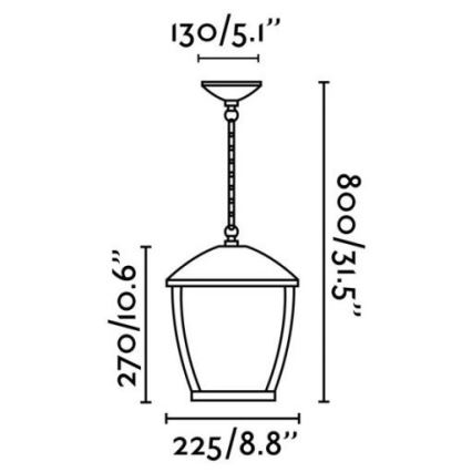 FARO 75002 - Außenkronleuchter an einer Kette WILMA 1xE27/100W/230V IP44