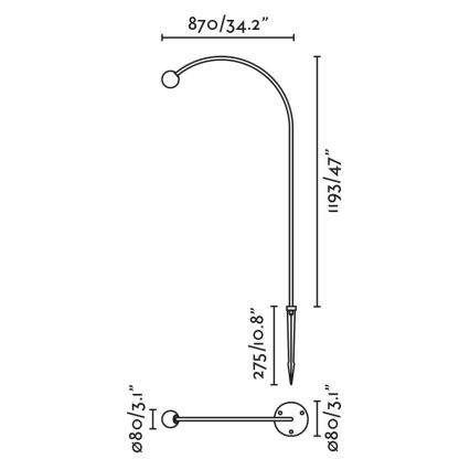 FARO 75562 - LED-Außenleuchte CUCA LED/3W/24V 119,3 cm IP65 anthrazit