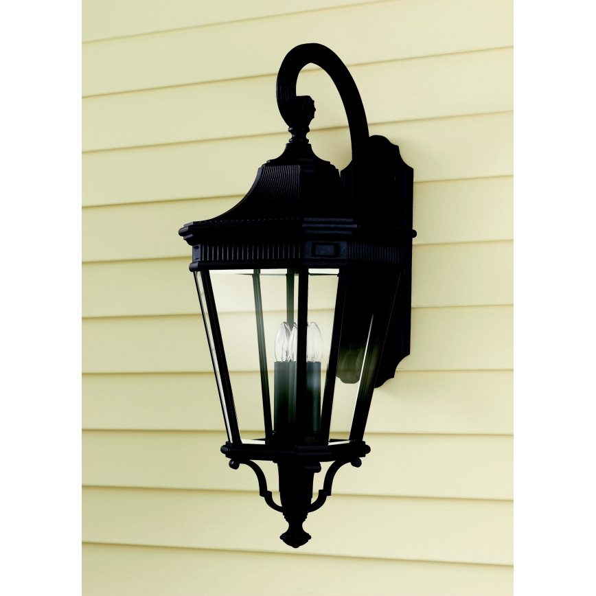 Feiss - Auβen-Wandleuchte COTSWOLD LANE 3xE14/60W/230V IP44 schwarz